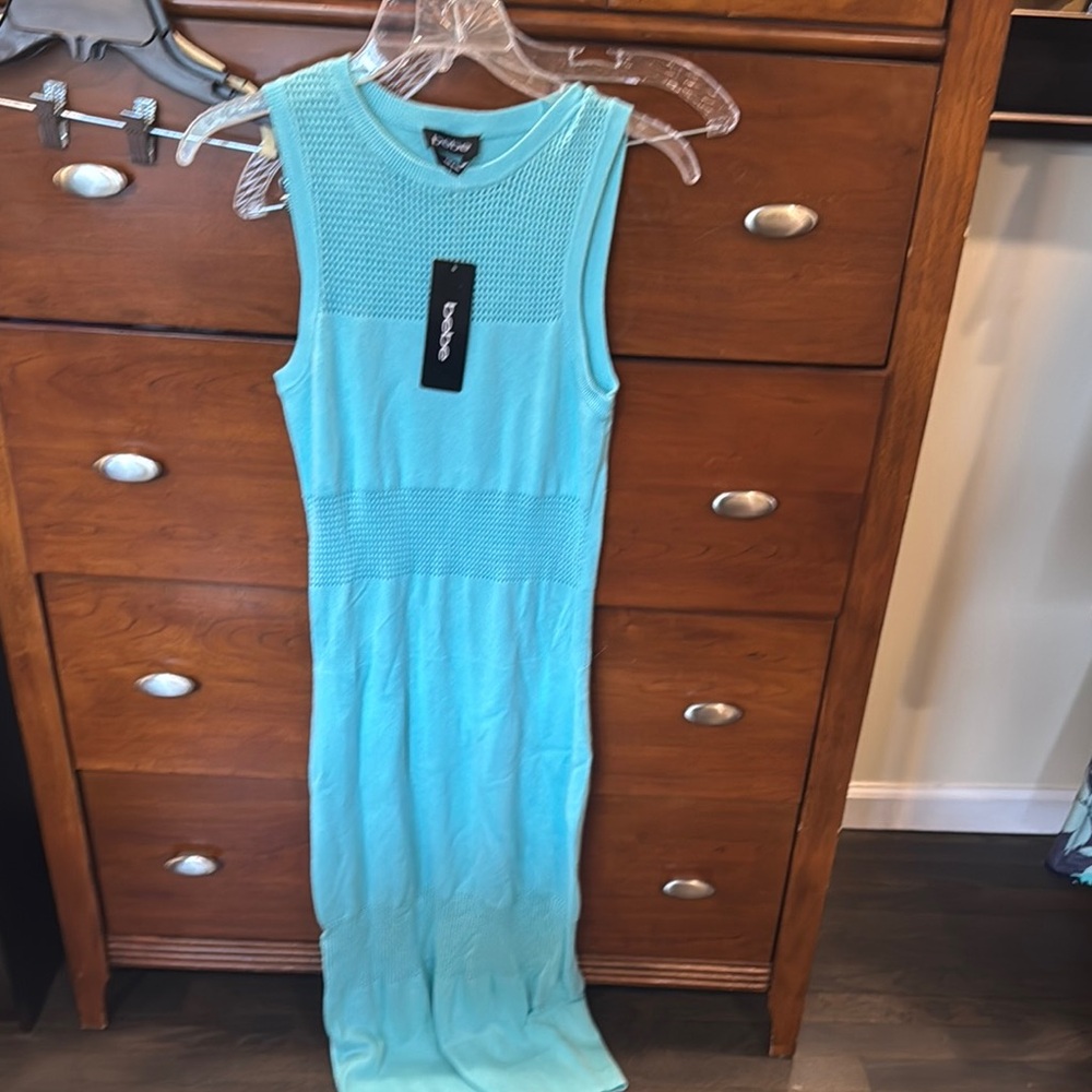 Bebe Light Blue Knit Sleeveless Top